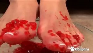 Mackenzee Pierce Gets Her Feet All Messy With Jello Before Giving An Extraordinaire Footjob